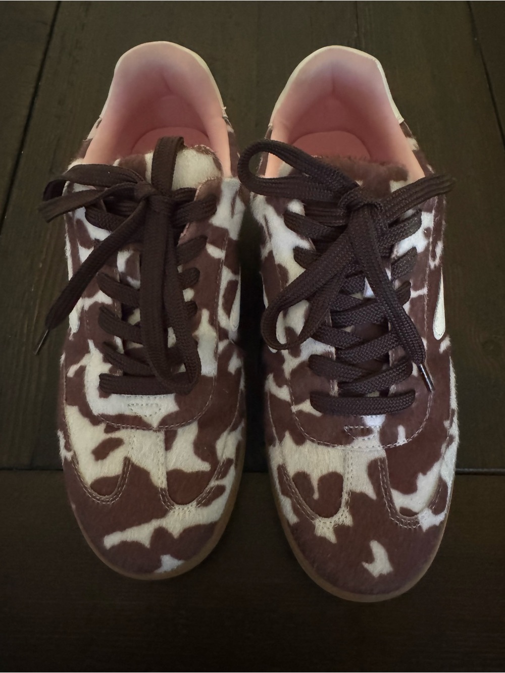 Dolce Vita Brown and White Cowhide Pattern Sneakers